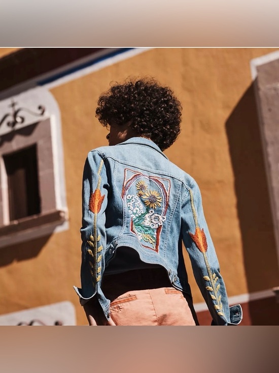 Anthropologie Jackets & Blazers - Anthropologie Pilcro and the Letterpress Embroidered Denim Jacket